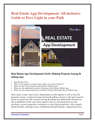 Real Estate App Development: All-inclusive Guide to Pave Light in your Path