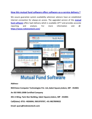 How this mutual fund software offers software-as-a-service delivery ?