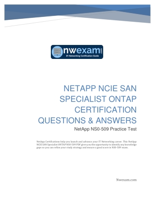 [PDF] NetApp NCIE SAN Specialist ONTAP Certification Questions & Answers