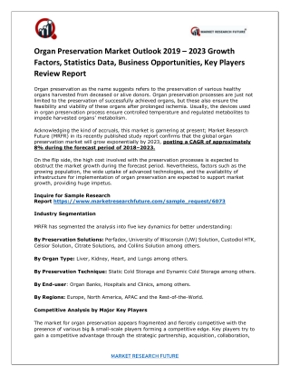 Organ Preservation Market Research 2019