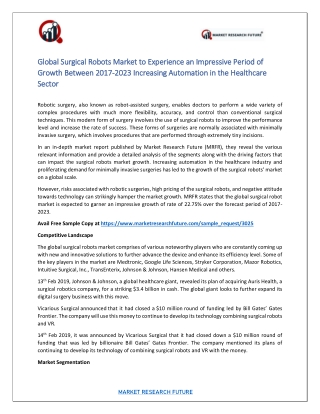 Surgical Robots Market Research 2019