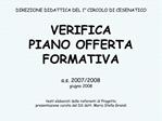 VERIFICA PIANO OFFERTA FORMATIVA