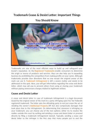 Trademark Cease & Desist Letter: Important Things You Should Know