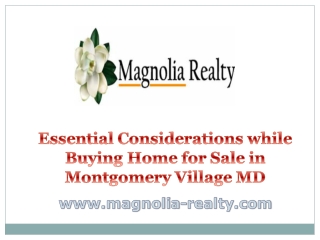 Essential Considerations while Buying Home for Sale in Montgomery Village MD