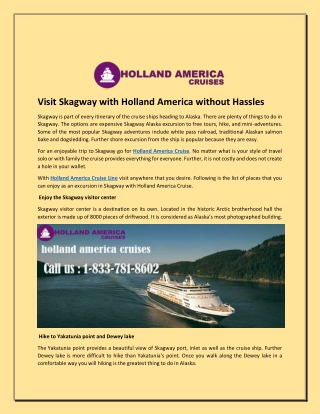 Visit Skagway with Holland America without Hassles