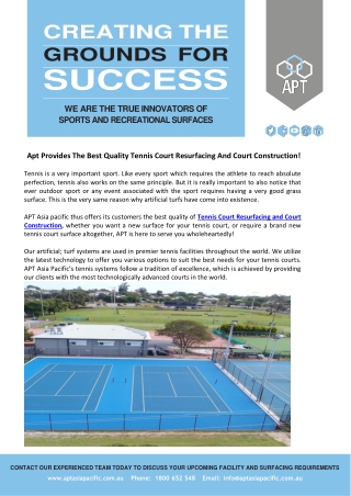 APT Provides The Best Quality Tennis Court Resurfacing And Court Construction!