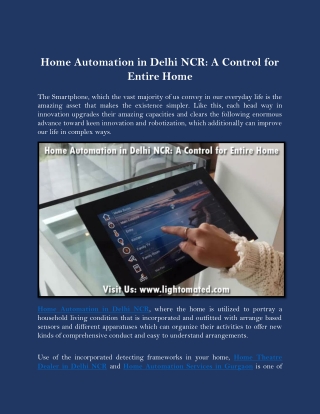 Home Automation in Delhi NCR: A Control for Entire Home