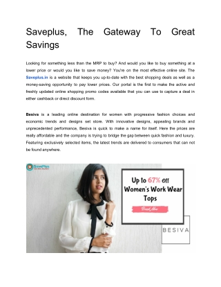 Saveplus, The Gateway To Great Savings