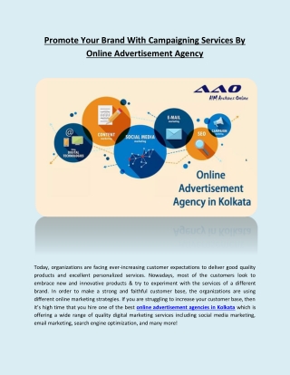 Promote Your Brand With Campaigning Services By Online Advertisement Agency