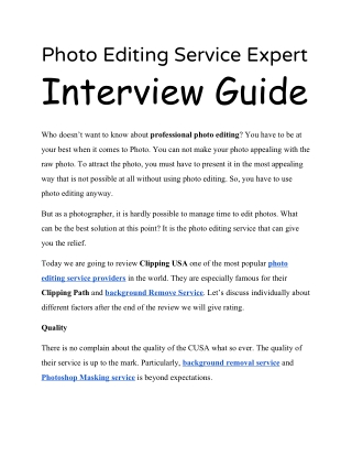 Professional Photo Editing Service Expert Interview