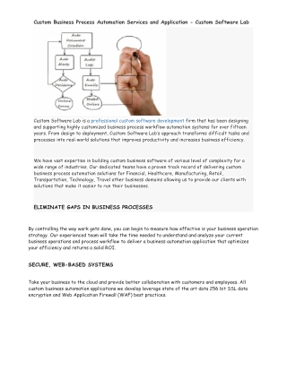 Custom Business Process Automation Services and Application - Custom Software Lab