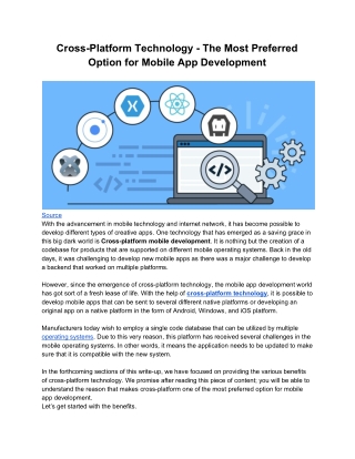 Cross-Platform Technology - The Most Preferred Option for Mobile App Development