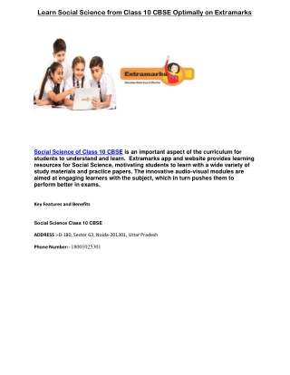 Learn Social Science from Class 10 CBSE Optimally on Extramarks