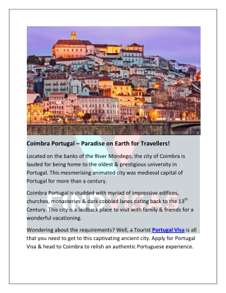 Coimbra Portugal – Paradise on Earth for Travellers!