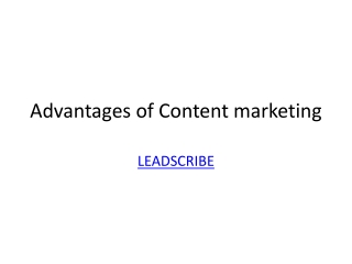 Advantages of Content marketing