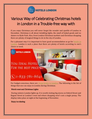 Various Way of Celebrating Christmas hotels in London in a Trouble-fre