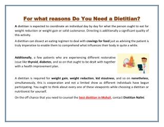 For what reasons Do You Need a Dietitian?
