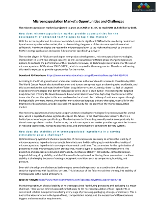 Microencapsulation Market’s Opportunities and Challenges