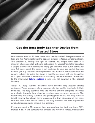Get the Best Body Scanner Device from Trusted Store