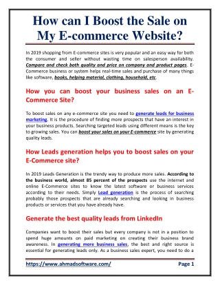 How can I boost the sale on my E-commerce website?