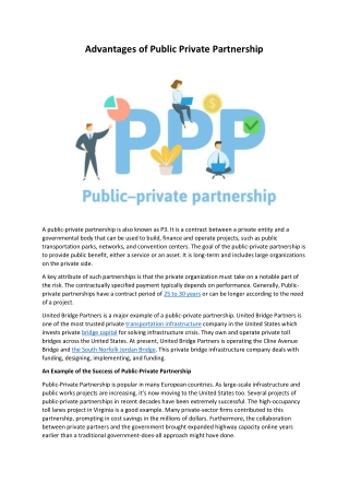 Advantages of Public Private Partnership