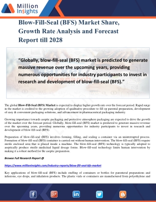 Blow-Fill-Seal (BFS) Market Share, Growth Rate Analysis and Forecast Report till 2028