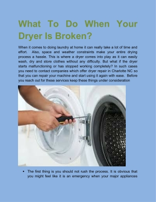 What To Do When Your Dryer Is Broken?