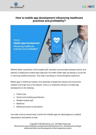 How is mobile app developmet influencing healthcare practices and profitability