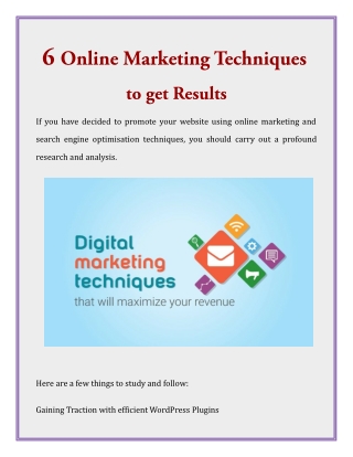 6 Online Marketing Techniques to get Results