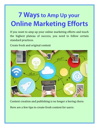 7 Ways to Amp Up your Online Marketing Efforts