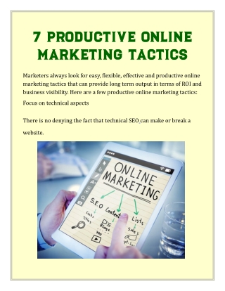 7 Productive Online Marketing Tactics