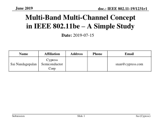 Multi-Band Multi-Channel Concept in IEEE 802.11be – A Simple Study