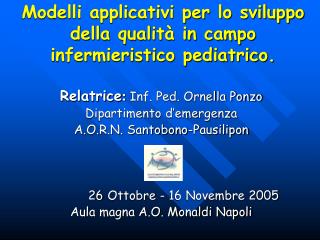 Modelli applicativi per lo sviluppo della qualità in campo infermieristico pediatrico.