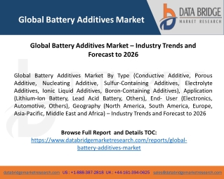 Global Battery Additives Market – Industry Trends and Forecast to 2026