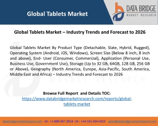 Global Tablets Market – Industry Trends and Forecast to 2026