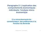 Paragraphe 2: L explication des comportements conomiques individuels: l analyse micro- conomique