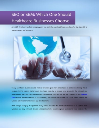 SEO or SEM: Which One Should Healthcare Businesses Choose