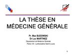 LA TH SE EN M DECINE G N RALE