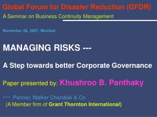 Global Forum for Disaster Reduction (GFDR)