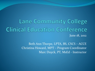 Lane Community College Clinical Education Conference