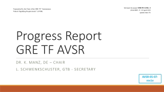 Progress Report GRE TF AVSR