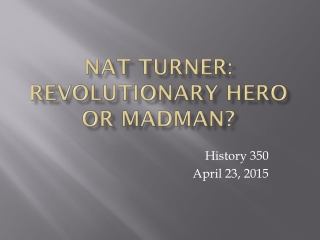 Nat turner: Revolutionary Hero or Madman?