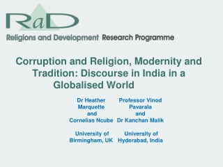 Corruption and Religion, Modernity and Tradition: Discourse in India in a Globalised World