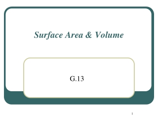 Surface Area &amp; Volume