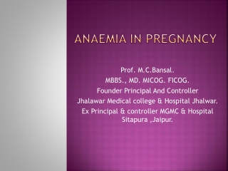 Anaemia In Pregnancy