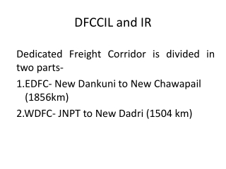 DFCCIL and IR