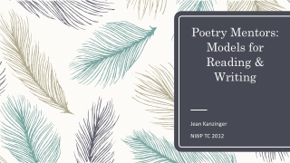 Poetry Mentors: Models for Reading &amp; Writing