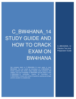 C_BW4HANA_14 Study Guide and How to Crack Exam on BW4HANA