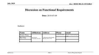 Discussion on Functional Requirements