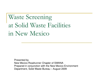 Waste Screening at Solid Waste Facilities in New Mexico